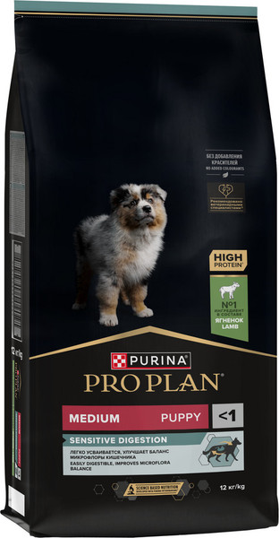 Изображение товара Сухой корм для собак Pro Plan Puppy Medium Sensitive Digestion с ягненком (12кг)