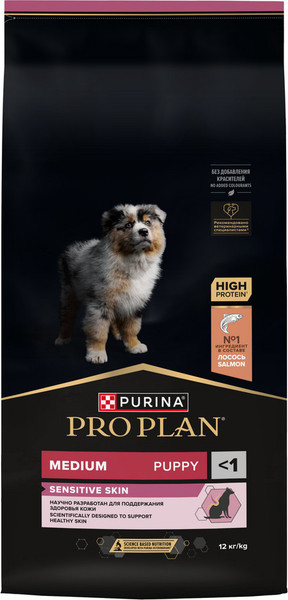 Изображение товара Сухой корм для собак Pro Plan Puppy Medium Sensitive Skin с лососем (12кг)