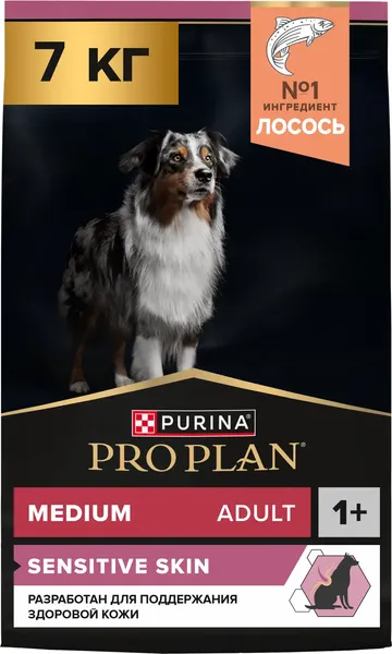 Изображение товара Сухой корм для собак Pro Plan Adult Medium Sensitive Skin с лососем и рисом (7кг)