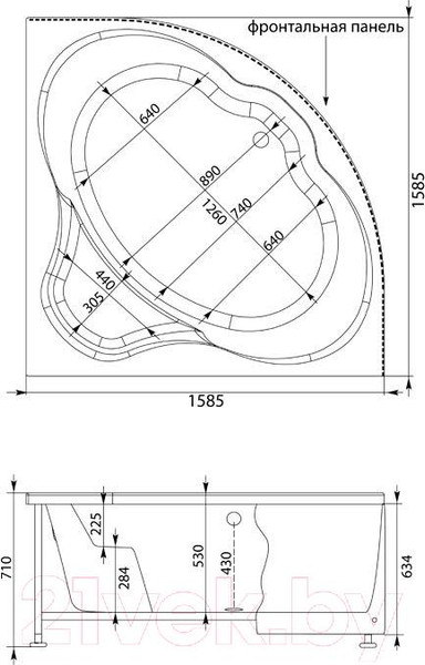 Изображение товара Ванна акриловая Aquanet Santiago 160x160