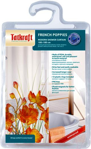 Изображение товара Шторка-занавеска для ванны Tatkraft French Poppies 14046