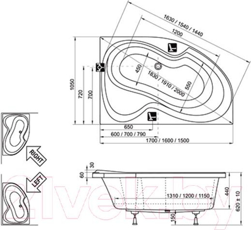 Изображение товара Ванна акриловая Ravak Rosa II 160x105 R (CL21000000)