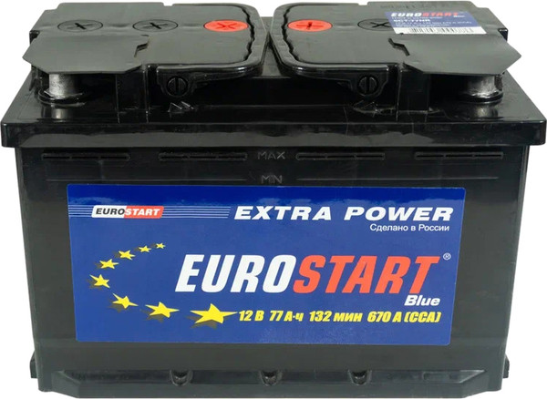 Изображение товара Автомобильный аккумулятор Eurostart Blue 6CT-77 (77 А/ч)