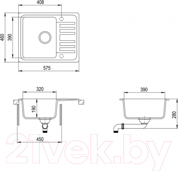 Изображение товара Мойка кухонная Aquasanita NOTUS SQ102 (альба)