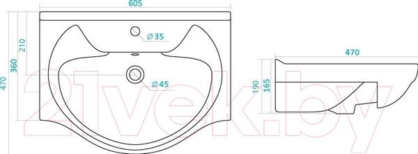 Изображение товара Умывальник Santek Байкал 60 (1WH109652)