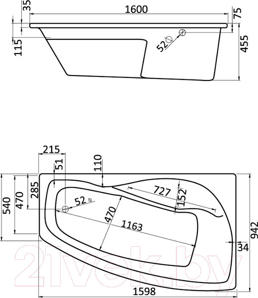 Изображение товара Ванна акриловая Santek Майорка XL 160x95 R (WH111990)