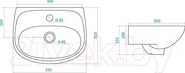 Изображение товара Умывальник Santek Анимо 40 (WH110490)