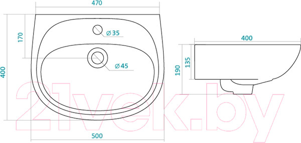 Изображение товара Умывальник Santek Анимо 50 (WH110496)