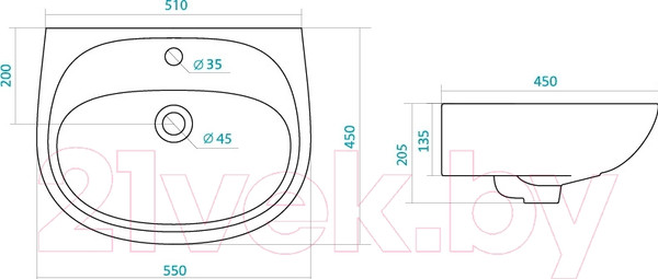 Изображение товара Умывальник Santek Анимо 55 (WH110502)