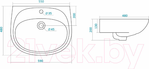 Изображение товара Умывальник Santek Анимо 60 (WH110508)
