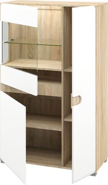 Изображение товара Шкаф с витриной Мебель-Неман Леонардо МН-026-03 (белое дерево/дуб сонома)