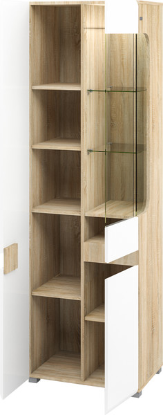 Изображение товара Шкаф-пенал с витриной Мебель-Неман Леонардо МН-026-01/1 (белое дерево/дуб сонома)