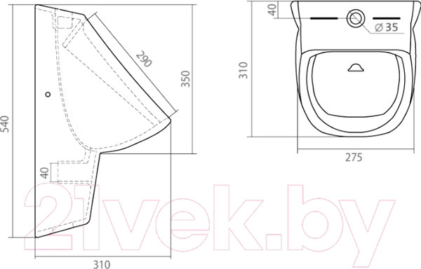 Изображение товара Писсуар Santek Гала (WH301774)