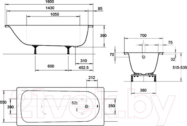 Изображение товара Ванна стальная Kaldewei Eurowa 160x70