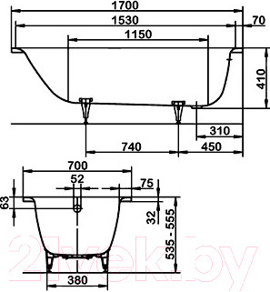 Изображение товара Ванна стальная Kaldewei Saniform Plus 350 170x70