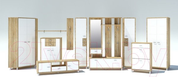 Изображение товара Полка Мебель-Неман Домино Сонома ВК-04-08 (белый полуглянец/дуб сонома)
