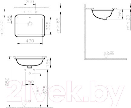 Изображение товара Умывальник VitrA S20 43x30.5 / 5474B003-0618
