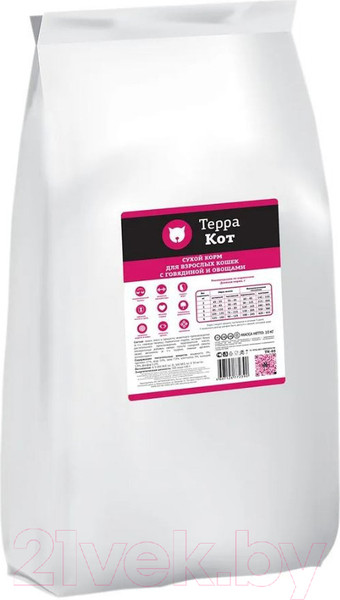 Изображение товара Сухой корм для кошек ТерраКот С говядиной и овощами TRK011 (10кг)