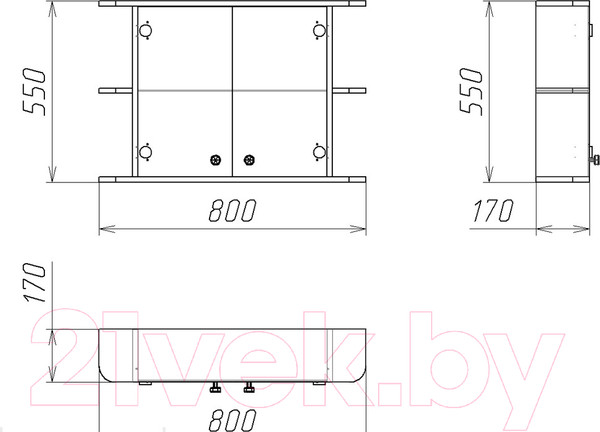 Изображение товара Шкаф с зеркалом для ванной Гамма 11 (белый)