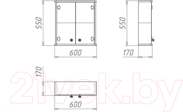 Изображение товара Шкаф с зеркалом для ванной Гамма 14 (белый)