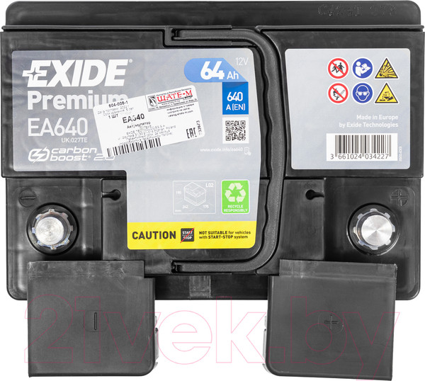 Изображение товара Автомобильный аккумулятор Exide Premium EA640 (64 А/ч)