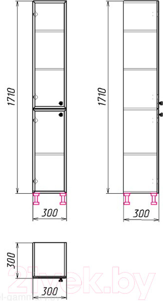 Изображение товара Шкаф-пенал для ванной Гамма 50.03 ОФ2 (белый, правый)
