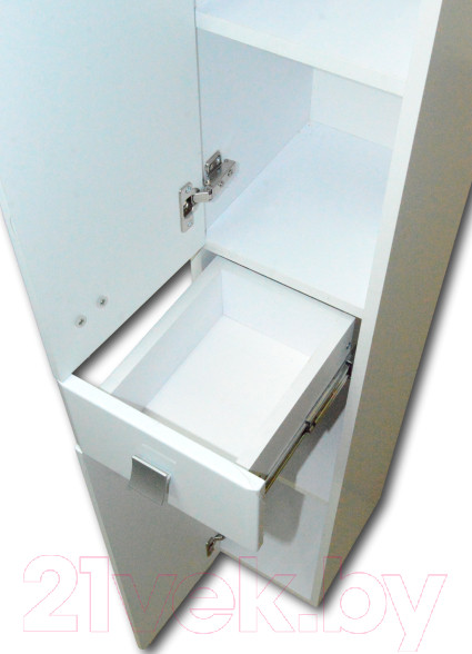 Изображение товара Шкаф-пенал для ванной Гамма 51.25 ОФ2 (белый, с ящиком, левый)