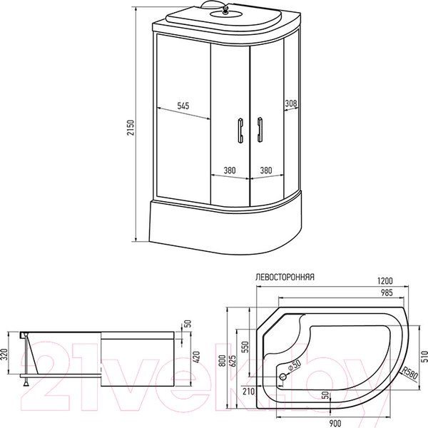 Изображение товара Душевая кабина Erlit ER3512TPL-C3-RUS