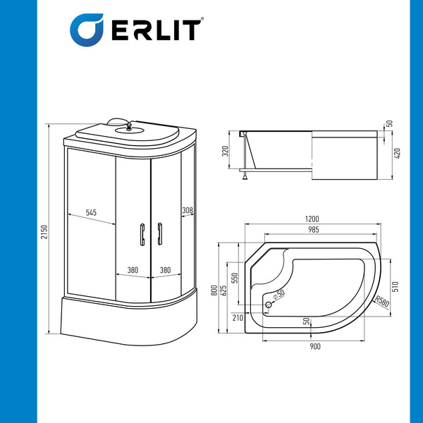 Изображение товара Душевая кабина Erlit ER3512TPL-C4-RUS