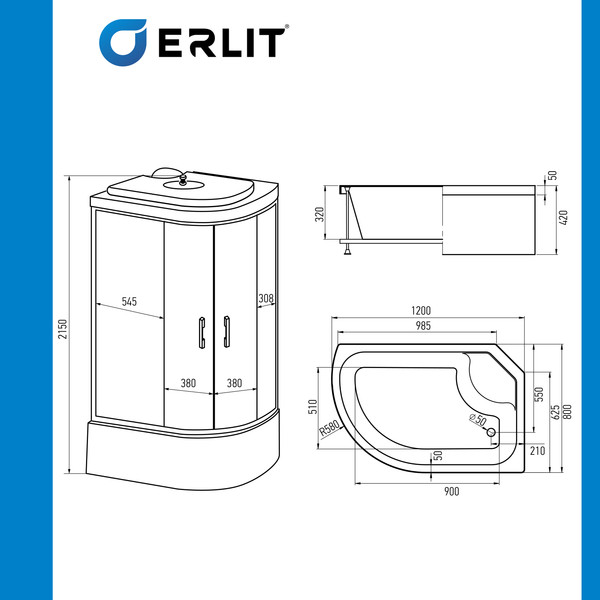 Изображение товара Душевая кабина Erlit ER3512TPR-C4-RUS
