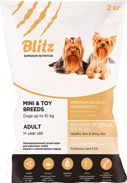 Изображение товара Сухой корм для собак Blitz Pets Adult Mini&Toy (2кг)