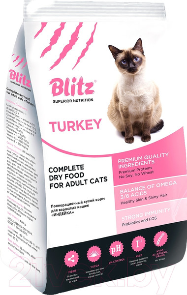 Изображение товара Сухой корм для кошек Blitz Pets Adult Cats Turkey (10кг)