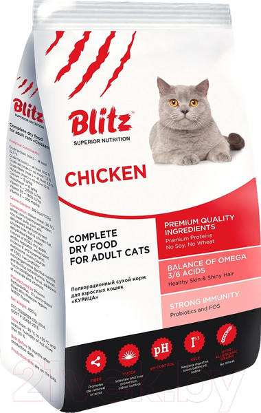 Изображение товара Сухой корм для кошек Blitz Pets Adults Cats Chiken (10кг)