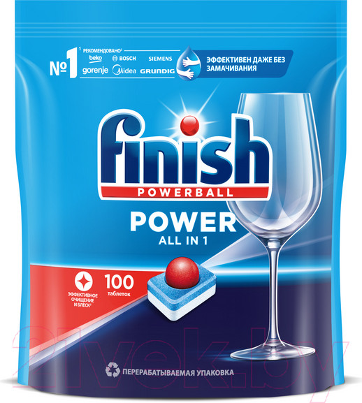 Изображение товара Таблетки для посудомоечных машин Finish PowerBall Все в 1 (100шт)