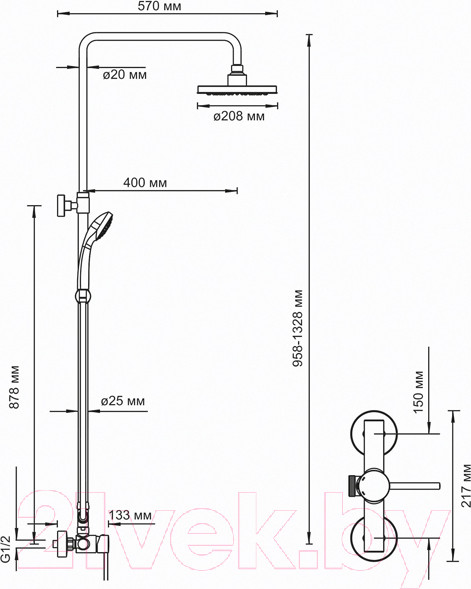 Изображение товара Душевая система со смесителем Wasserkraft A14401