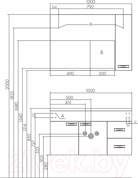 Изображение товара Тумба под умывальник Акватон Диор 100 (1A167701DR010)