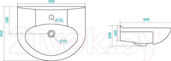 Изображение товара Умывальник Santek Канны 50x45 (1WH110243)