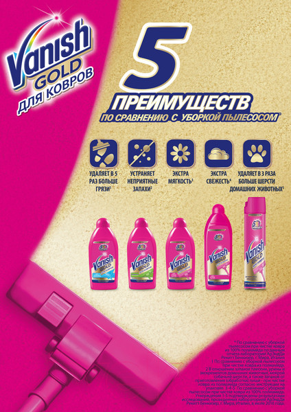 Изображение товара Средство для моющих пылесосов Vanish Шампунь д/ковров, обивки мебели  (450мл)