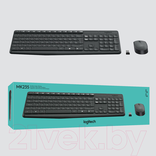 Изображение товара Комплект клавиатура и мышь Logitech MK235 (черный)