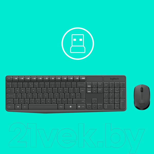 Изображение товара Комплект клавиатура и мышь Logitech MK235 (черный)