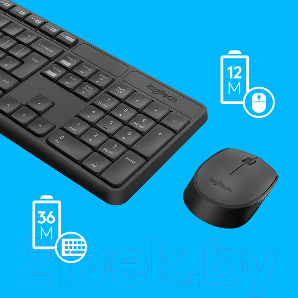 Изображение товара Комплект клавиатура и мышь Logitech MK235 (черный)