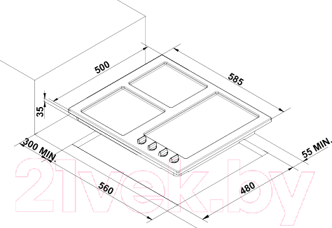 Изображение товара Газовая варочная панель Korting HG630CTSB