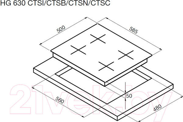 Изображение товара Газовая варочная панель Korting HG630CTSN