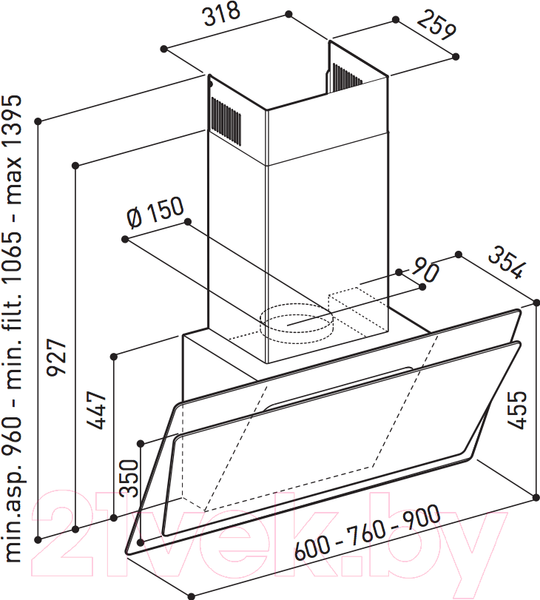 Изображение товара Вытяжка наклонная Korting KHC67070GW