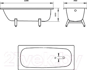 Изображение товара Ванна стальная ВИЗ Donna Vanna 120x70 (белая орхидея, с ножками)