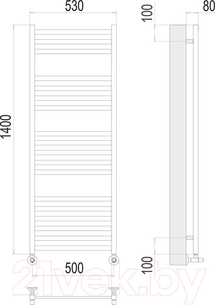 Изображение товара Полотенцесушитель водяной Terminus Грета П18 500x1400