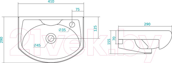 Изображение товара Умывальник Santek Азов 40 (1WH110254)