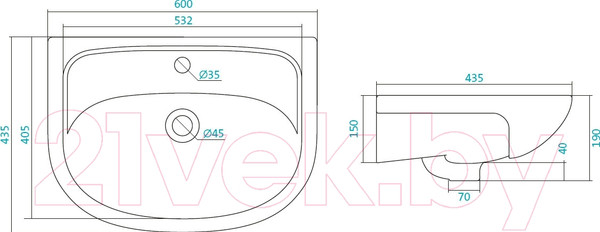 Изображение товара Умывальник Santek Эллада 60 (1WH110198)