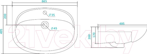 Изображение товара Умывальник Santek Стелла 65 (1WH110174)