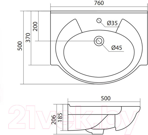 Изображение товара Умывальник Santek Байкал 75 (1WH110259)